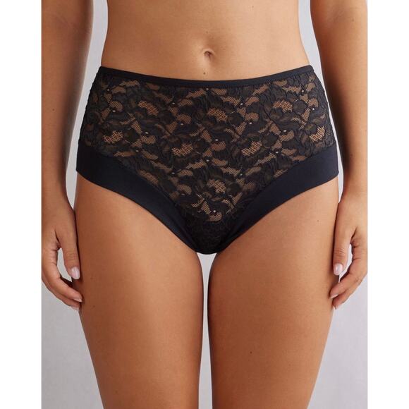 INTIMISSIMI NWT Black Lace High Waist Hipster Brazilian Panties Size Medium - Picture 1 of 8